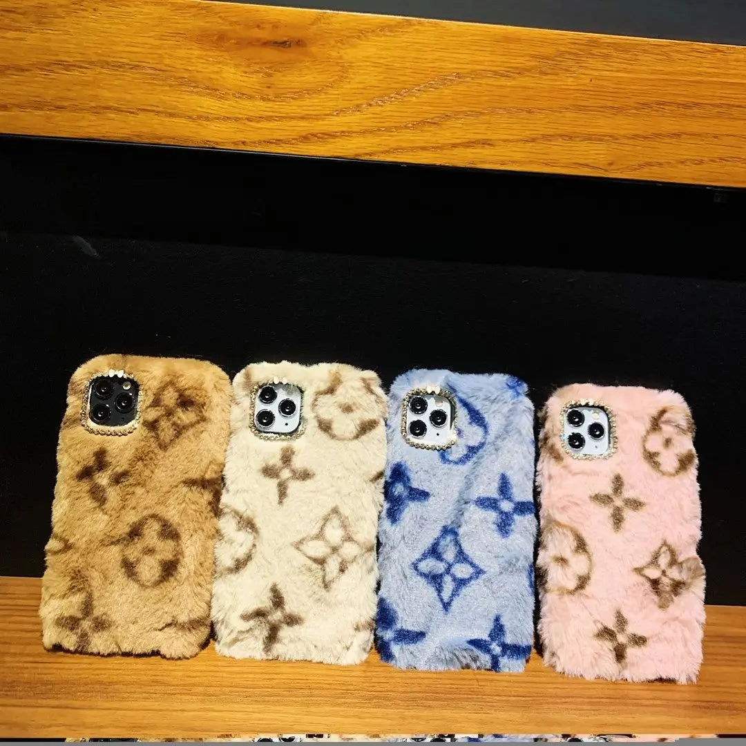 Classic pattern plush phone case lbcase