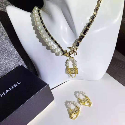 Pendant Necklace Earrings Women's Jewelry Set Earrings Charm Letter Personalized Necklace lbcase