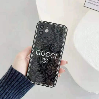 Fashion flower printing glass phone case lbcase