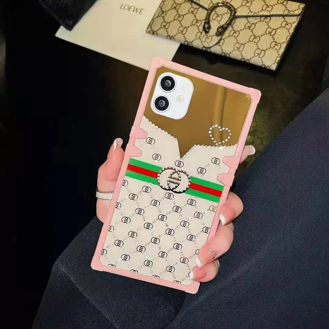 Pink diamond square phone case  for Samsung lbcase