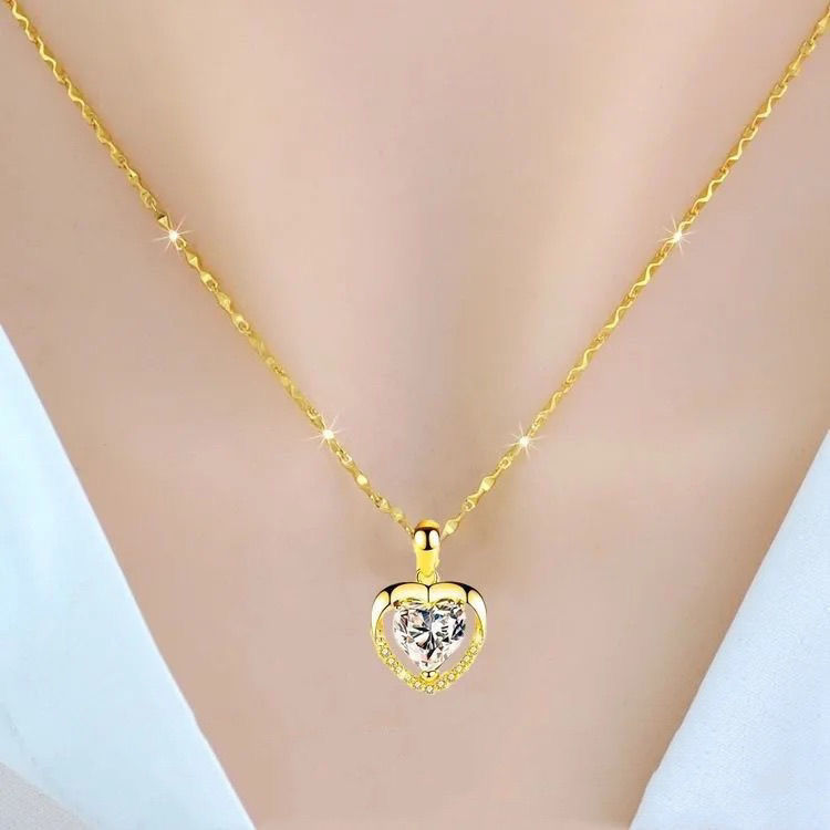 18k yellow gold necklace clavicle chain lbcase