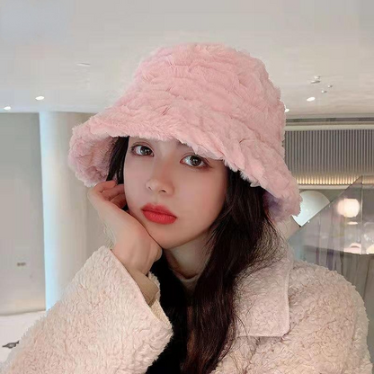 Plush all-match lamb velvet bucket hat lbcase