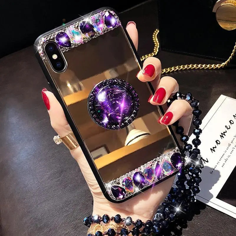 Purple Rhinestone Mirror phone Case lbcase