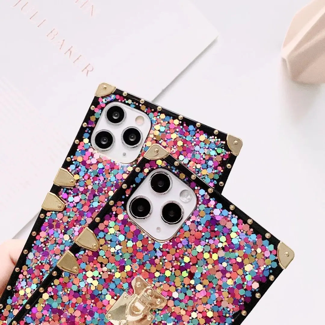 shiny sequined square phone case lbcase