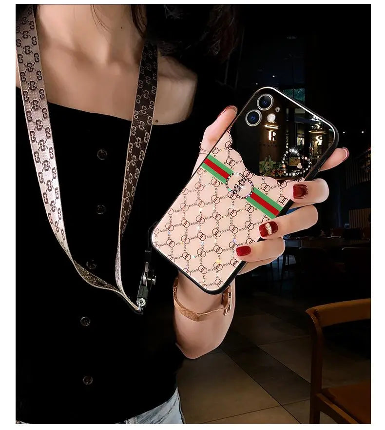 Luxury rhinestone makeup mirror phone case lbcase