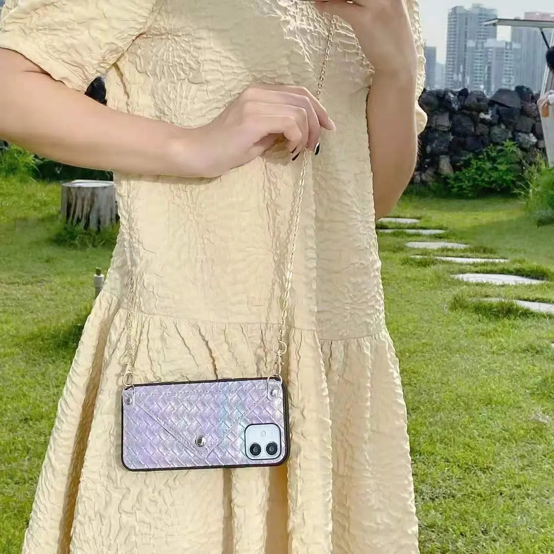 Multicolor card bag chain phone case  For iphone lbcase