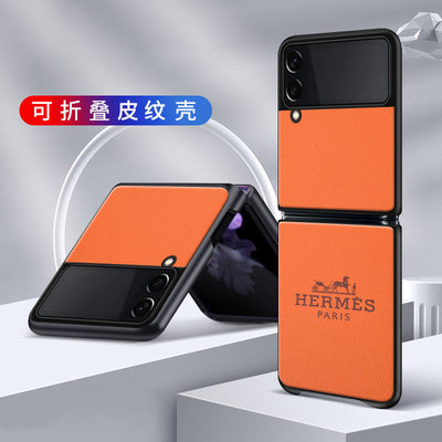 Samsung zflip3 mobile phone case leather pattern ultra-thin anti-drop case