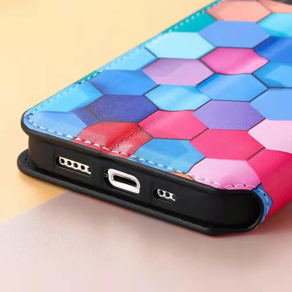 Fashion colorful cards leather phone case for Samsung lbcase