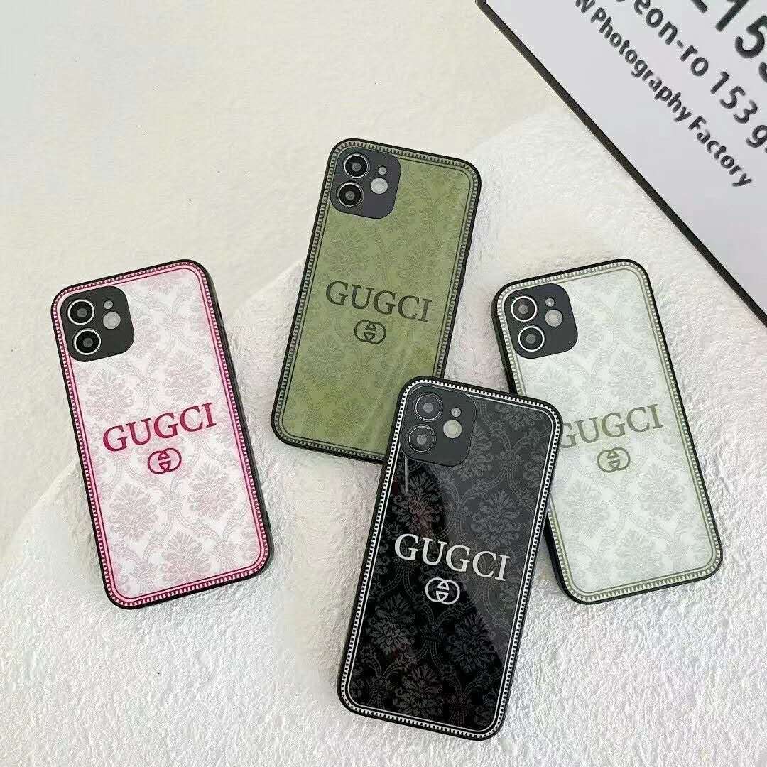 Fashion flower printing glass phone case lbcase