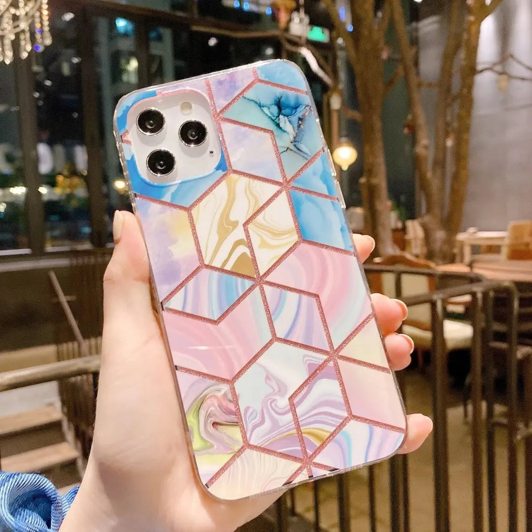 Glitter geometric fragment phone case lbcase