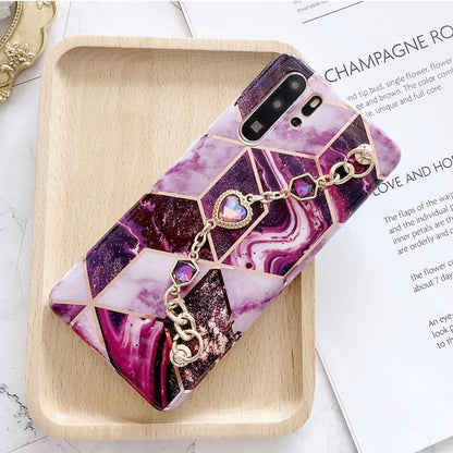 Marble gem chain phone case lbcase