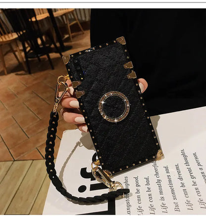Oblique Chain Square Phone Case lbcase