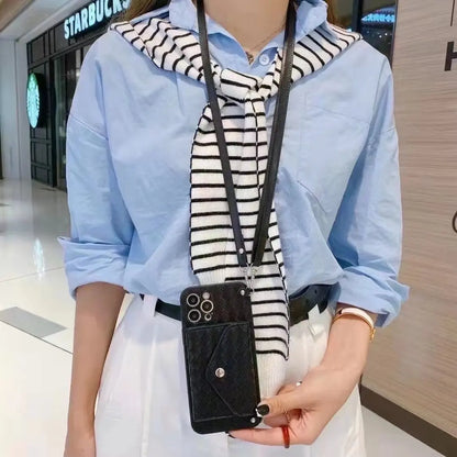 Braided leather fold Coin purse crossbody phone case for Samsung lbcase