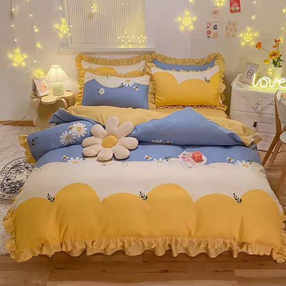 Fashion princess style Skin-friendly cotton four-piece Bed skirt lbcase