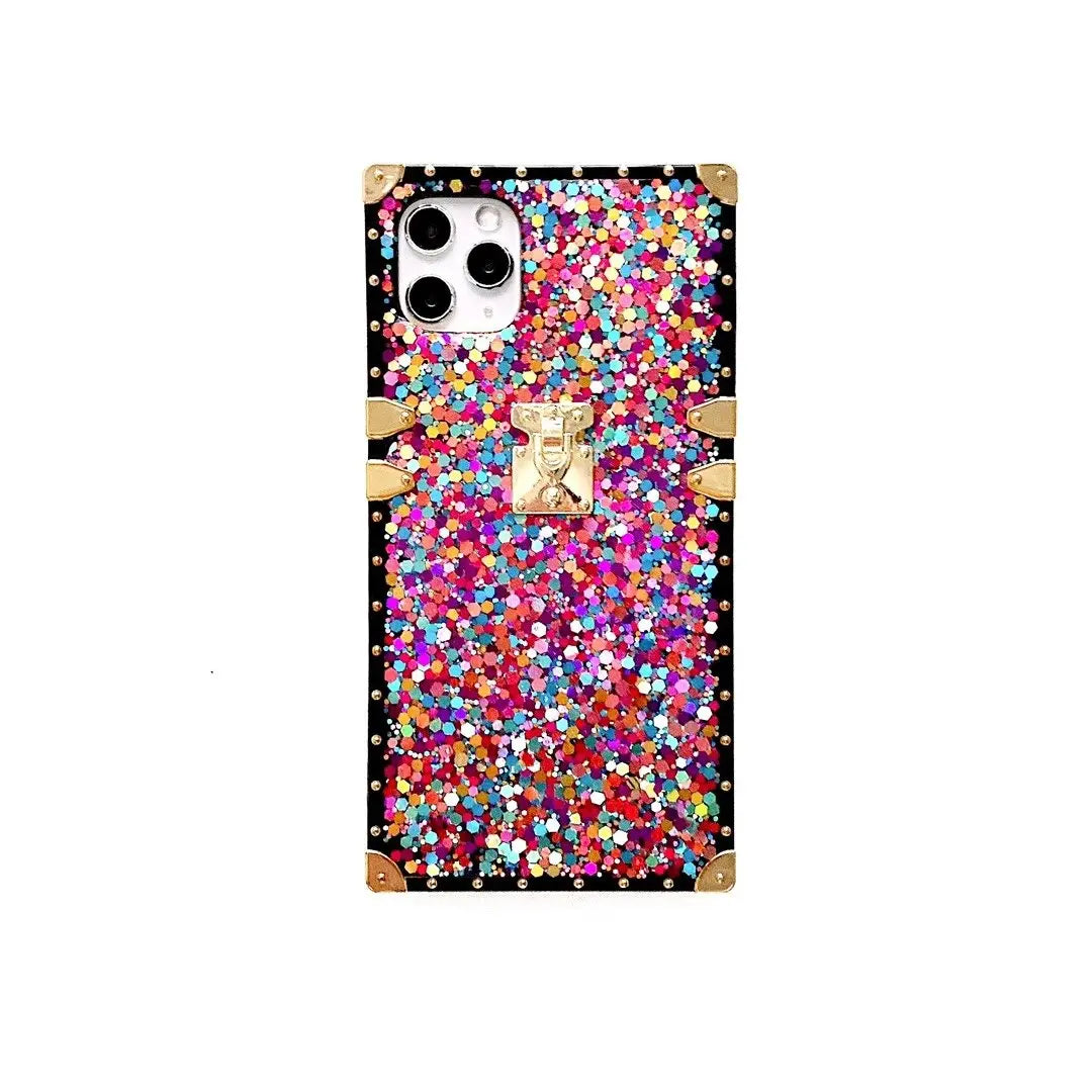 shiny sequined square phone case lbcase