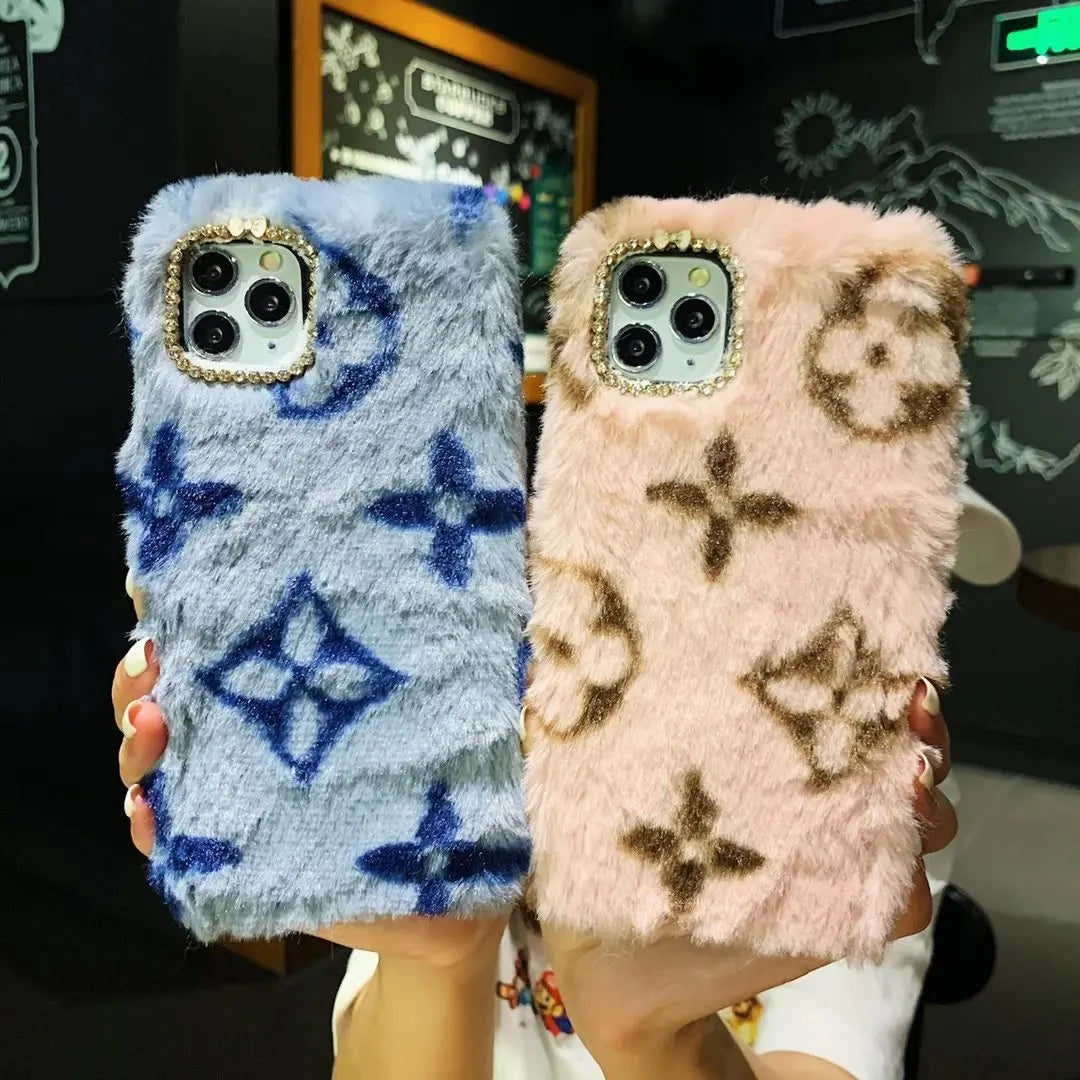 Classic pattern plush phone case lbcase