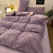 Simple solid color cut flower cotton four-piece quilt cover  new product
