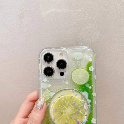 Small Waist Quicksand Bracket Phone Case