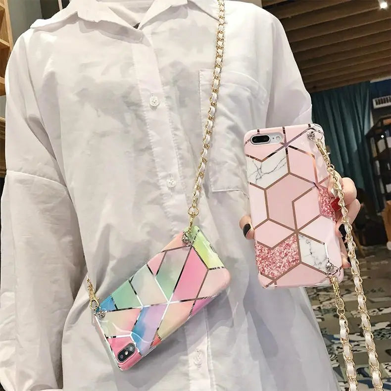 Simple Slanted back chain phone case lbcase