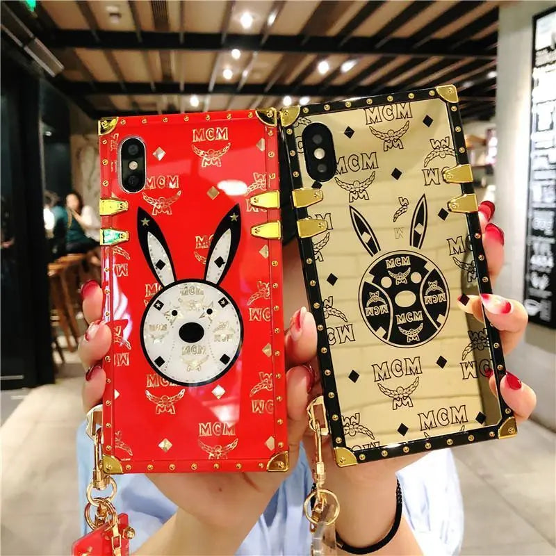 Luxury rabbit square phone case for Samsung lbcase