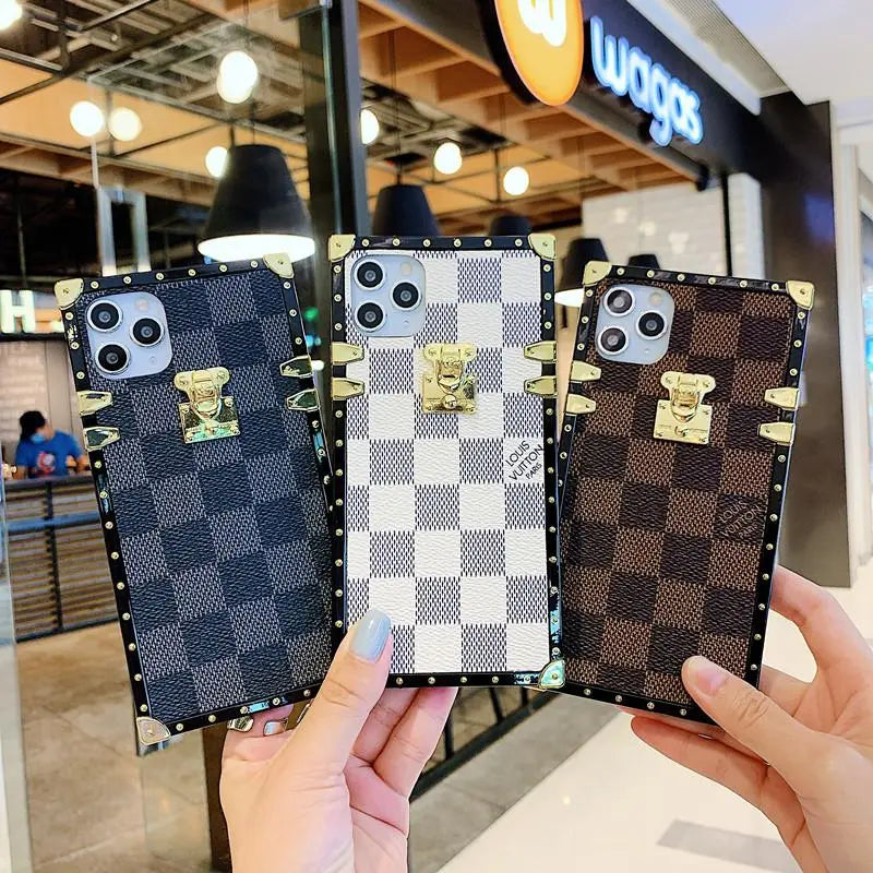 Checkered Slanted back lanyard phone case for iphone lbcase