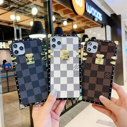 Checkered Slanted back lanyard phone case for iphone lbcase