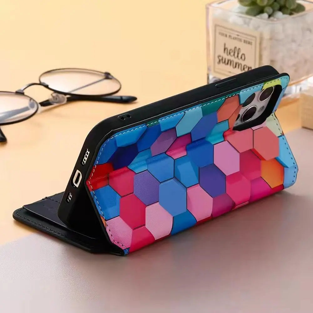 Fashion colorful cards leather phone case for Samsung lbcase
