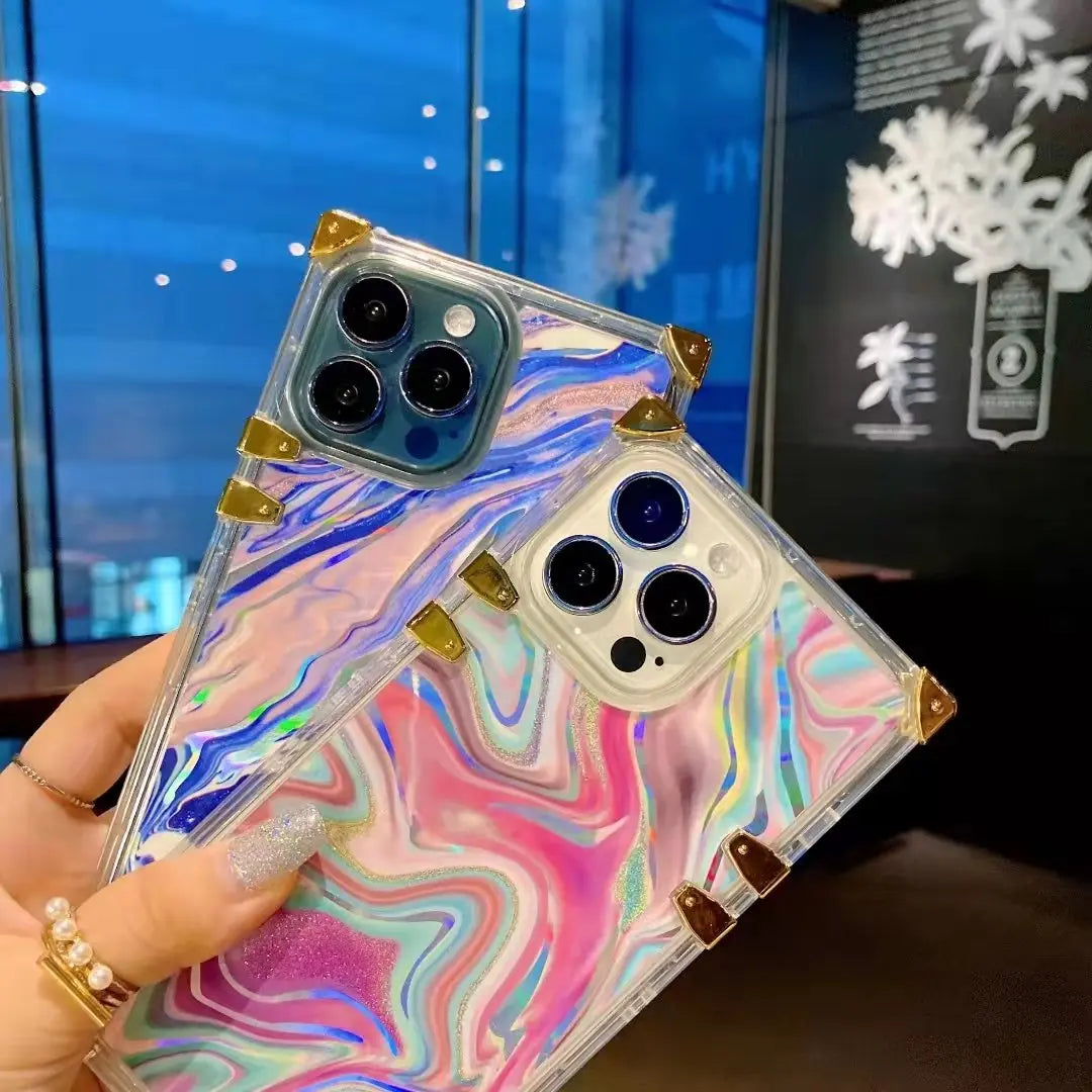 Color transparent square phone case for iphone lbcase