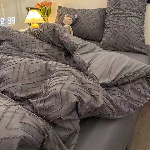 Simple solid color cut flower cotton four-piece quilt cover  new product
