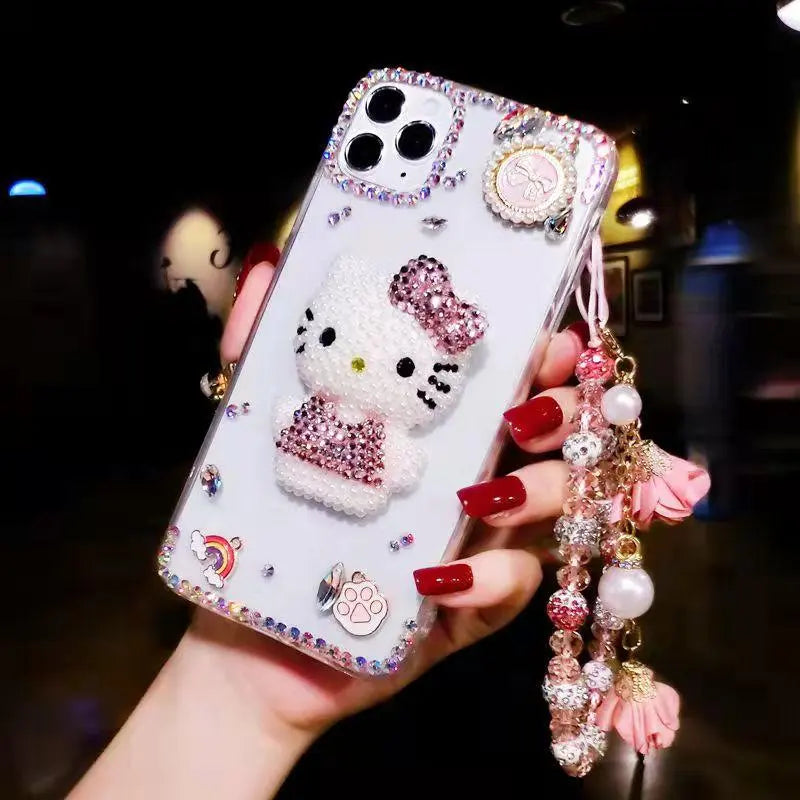Luxury crystal cat bracelet phone case  for iphone lbcase