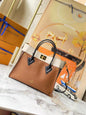 Leather and canvas combined handbag lbcase