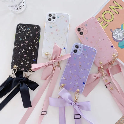 Love heart Bow Gold leaf Phone Case lbcase