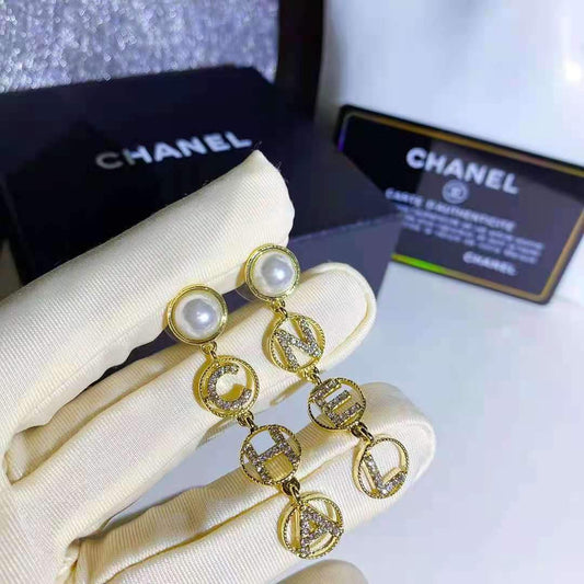 Simple Pearl Letter Personalized Earrings lbcase
