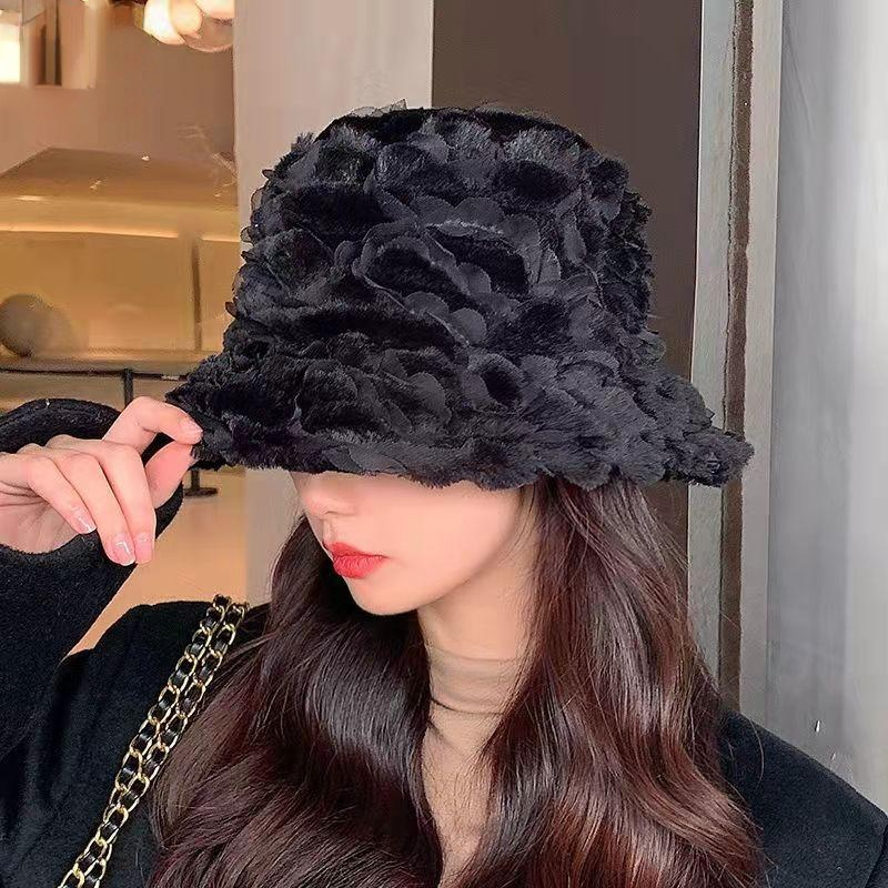 Plush all-match lamb velvet bucket hat lbcase