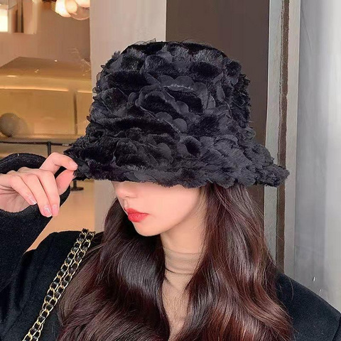 Plush all-match lamb velvet bucket hat