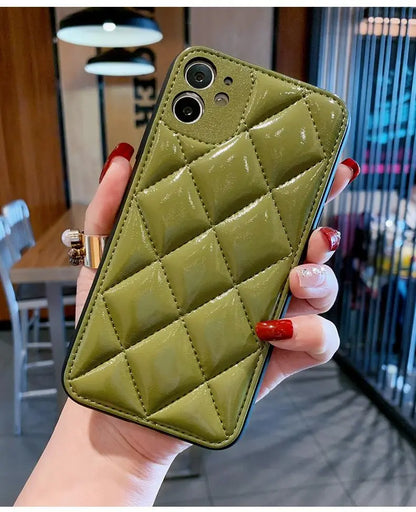Luxury leather rhombus phone case lbcase