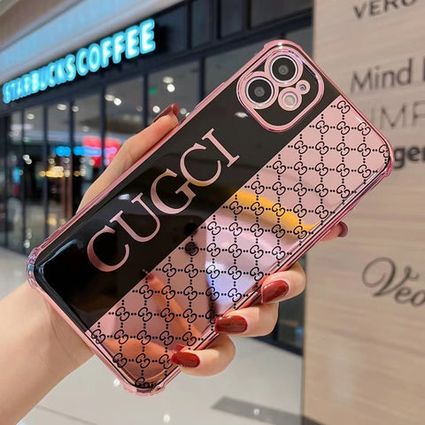 Pink  letter electroplating phone case