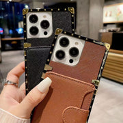 Luxury   leather card  Square   phone case For Samsung