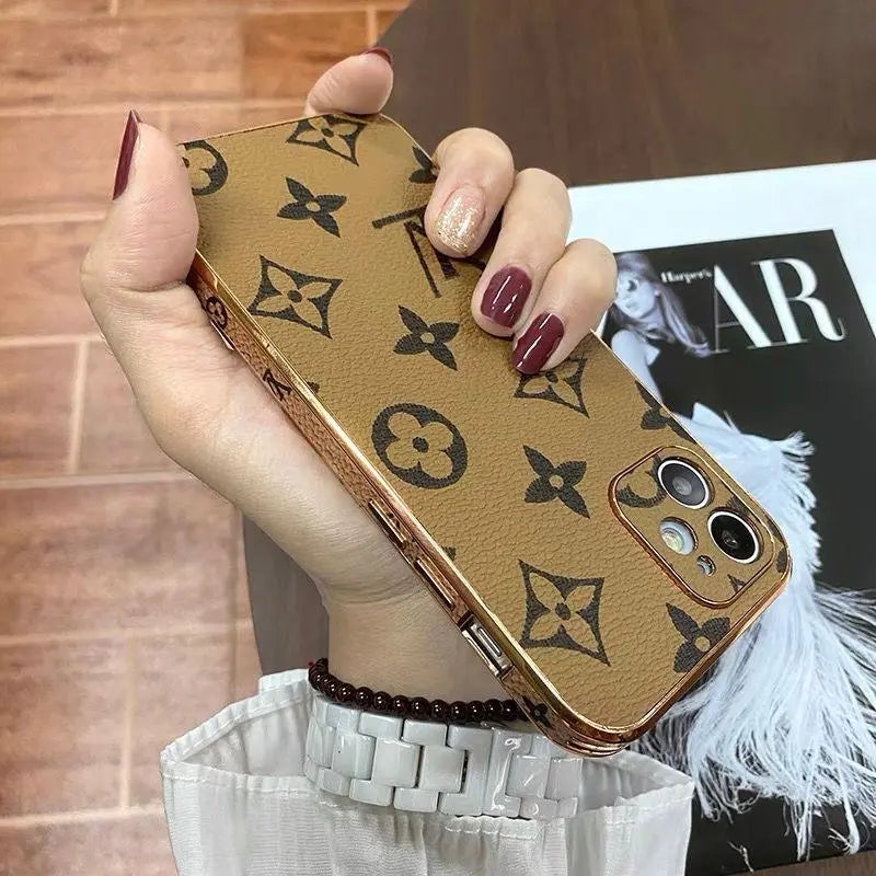 New luxury leather electroplating phone case For iphone lbcase