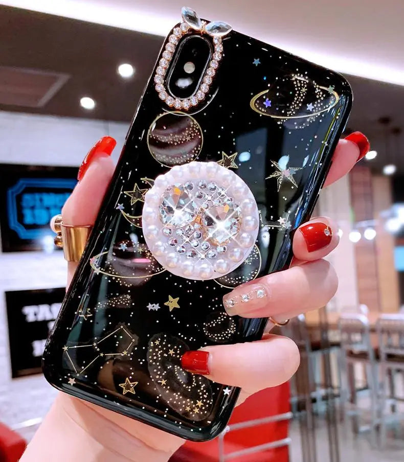 Gold Foil Rhinestone Stand Phone Case lbcase
