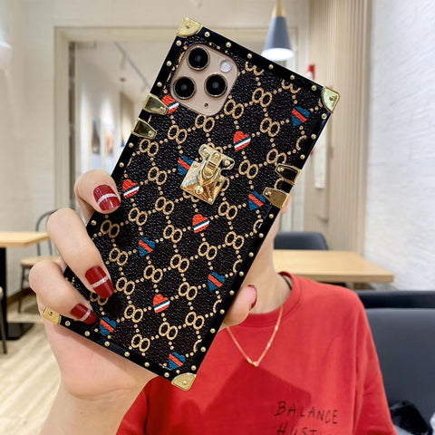 Luxurious leather square phone case for iphone