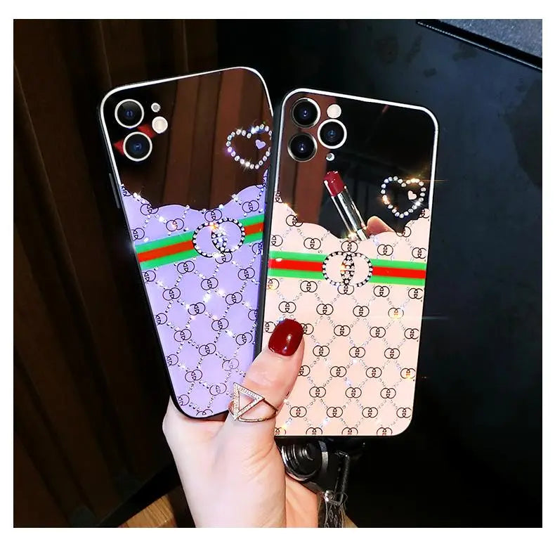Luxury rhinestone makeup mirror phone case lbcase