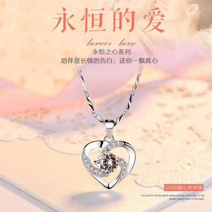 95 sterling silver necklace female ins clavicle pendant lbcase