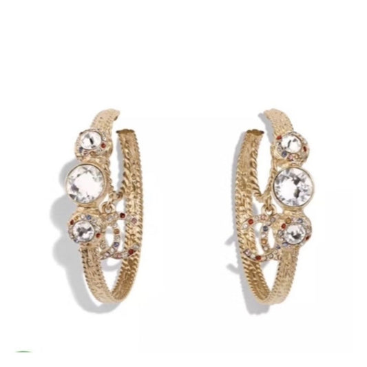 New colored diamond Moon Full Diamond Crystal Earrings