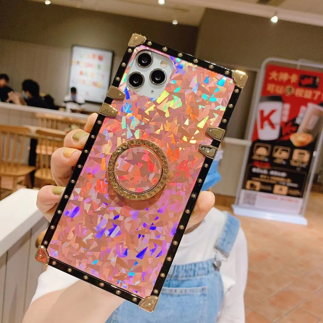 Sparkling square bracket phone case lbcase