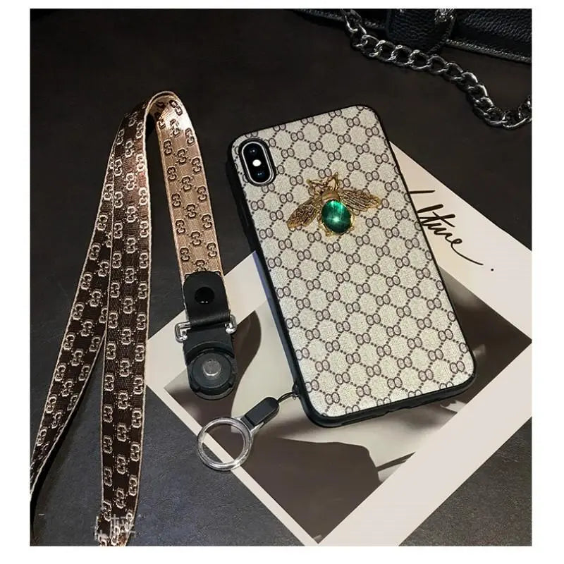 Rhinestone bee lanyard phone case lbcase