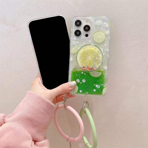 Small Waist Quicksand Bracket Phone Case