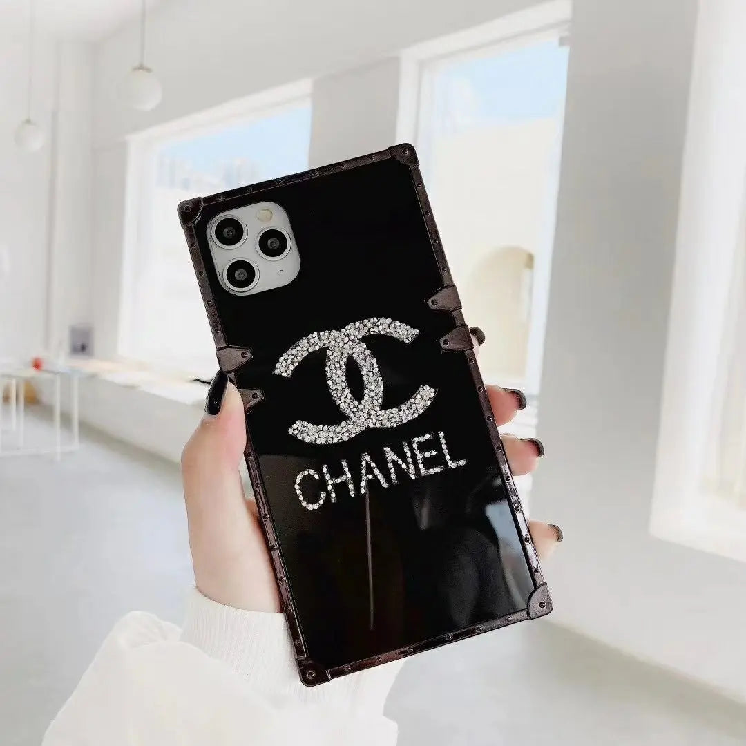 Rhinestone square mirror phone case lbcase