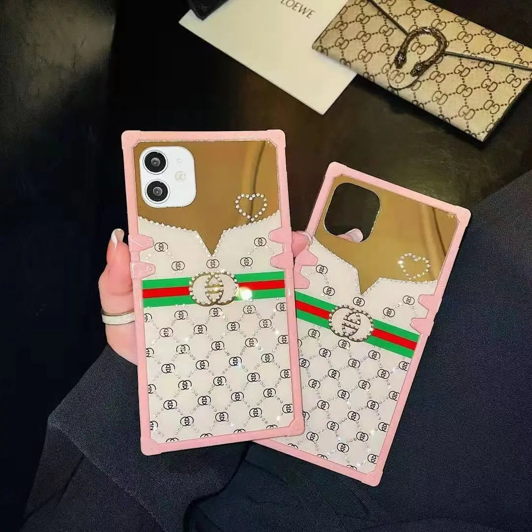Pink diamond square phone case  for Samsung lbcase