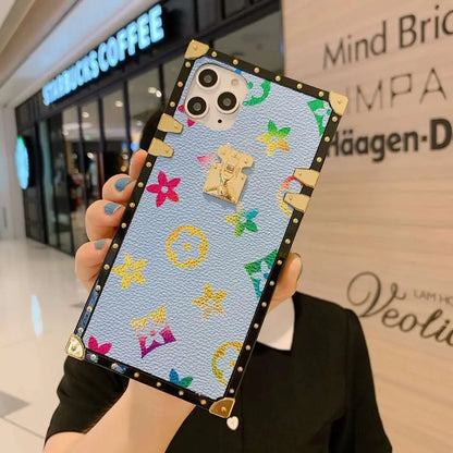 Colorful retro flower square phone case lbcase